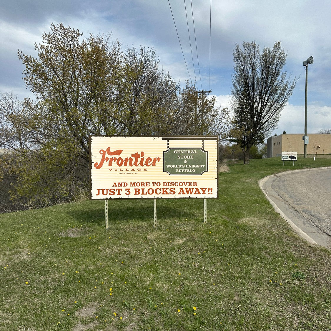 Exterior aluminum sign for Frontier Village in Jamestown, ND.