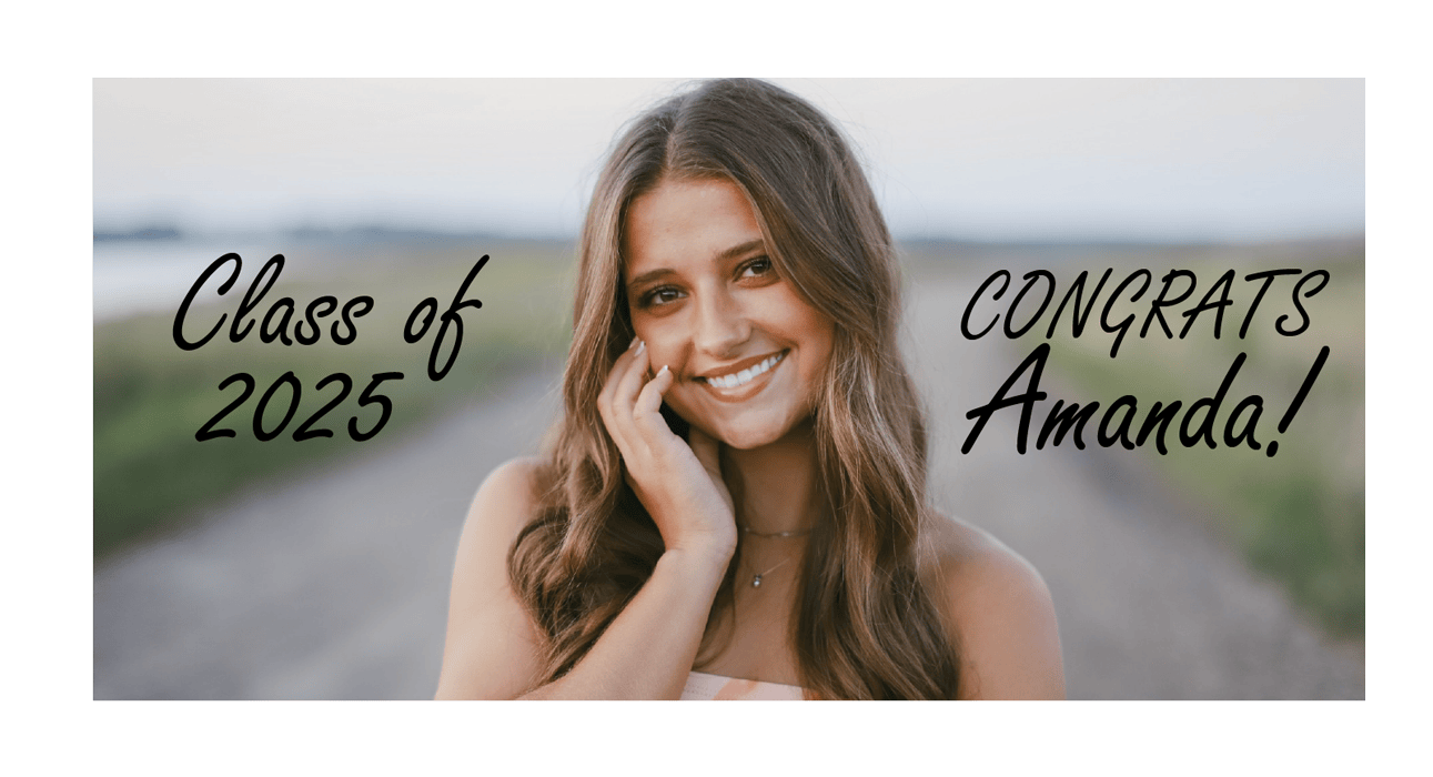 Custom paper poster for indoor Graduation parties in Jamestown, ND.