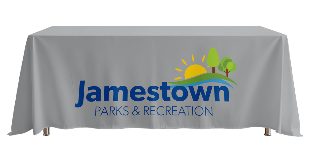 Custom 4-Sided Table Throw for Jamestown Parks & Rec in Jamestown, ND.