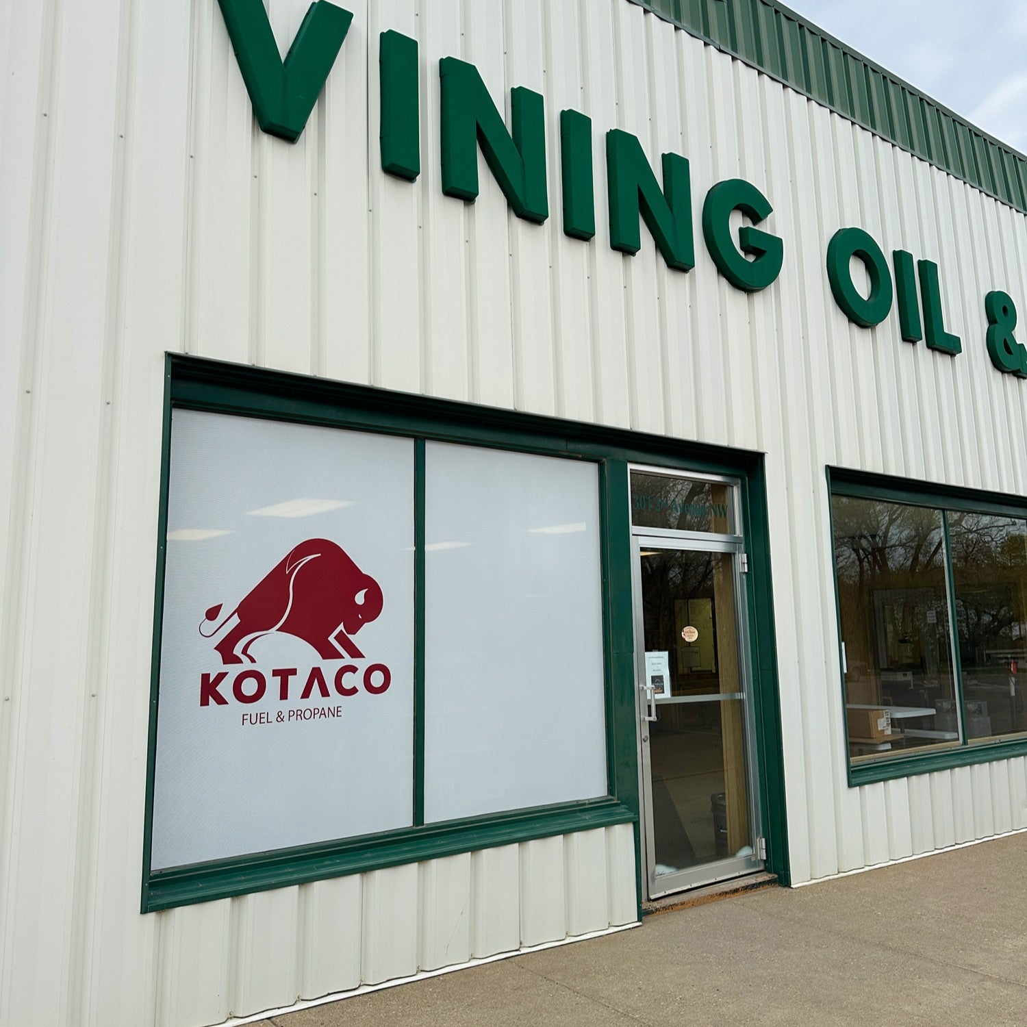 Custom window graphics for Kotaco Fuel & Propane business in Jamestown, ND.