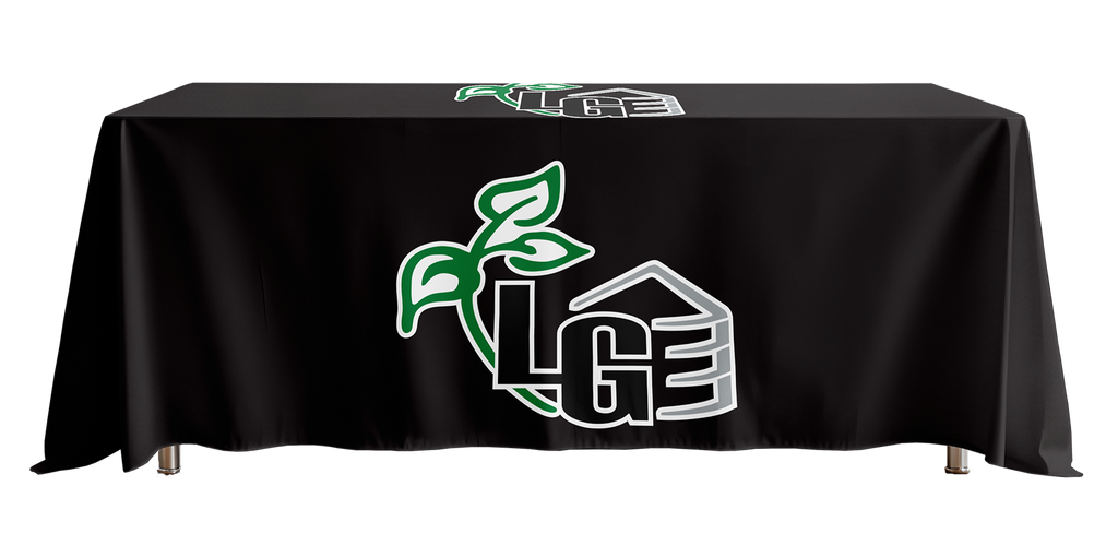 Custom draped table cloth for LG in Jamestown, ND.