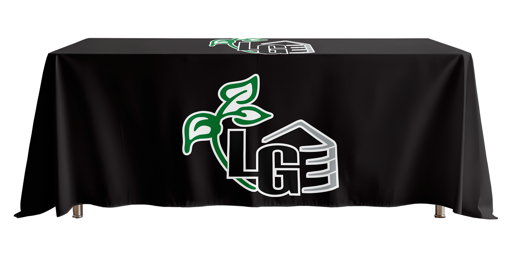 Custom draped table cloth for LG in Jamestown, ND.