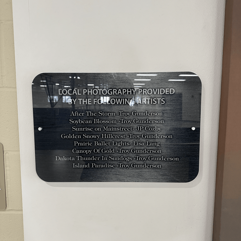 Custom acrylic mounted donor sign for parks and recreation community center in Jamestown, ND.