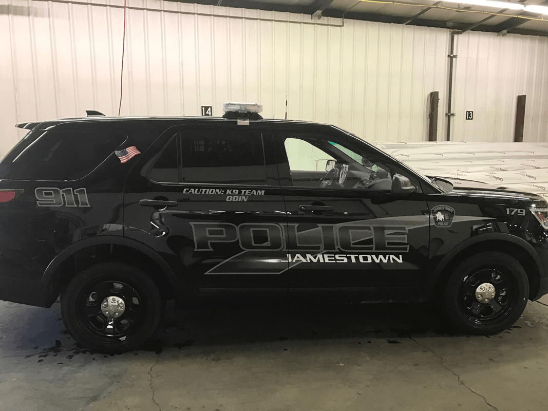 Custom vehicle decals for Jamestown Police department in Jamestown, ND.