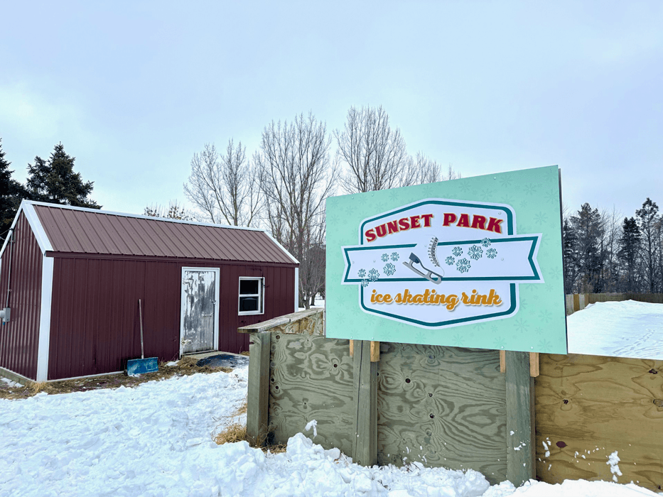 Custom aluminum sign for Sunset Park Ice Skating Rink in Crooks, SD.