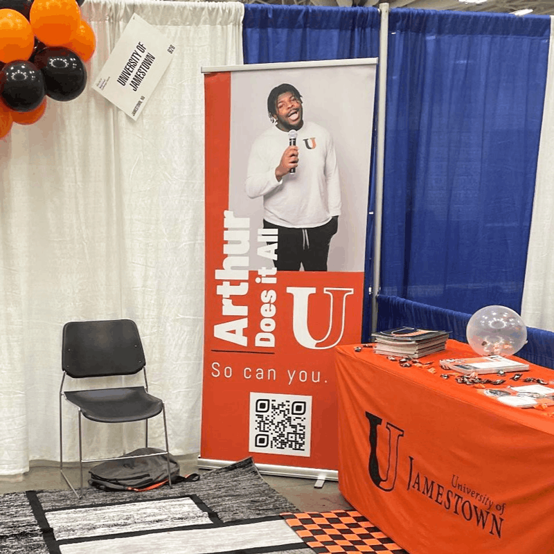 Custom retractable banner for University events and trade shows in Jamestown, ND.