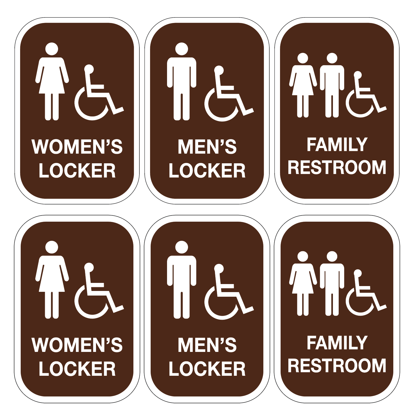 Custom restroom and locker room signs for construction facility in Jamestown, ND.