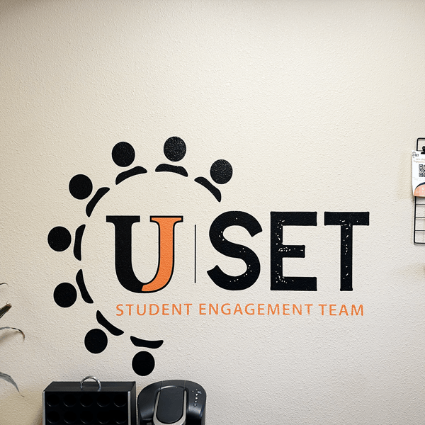 Custom logo wall decals for Student Engagement Team in Jamestown, ND.