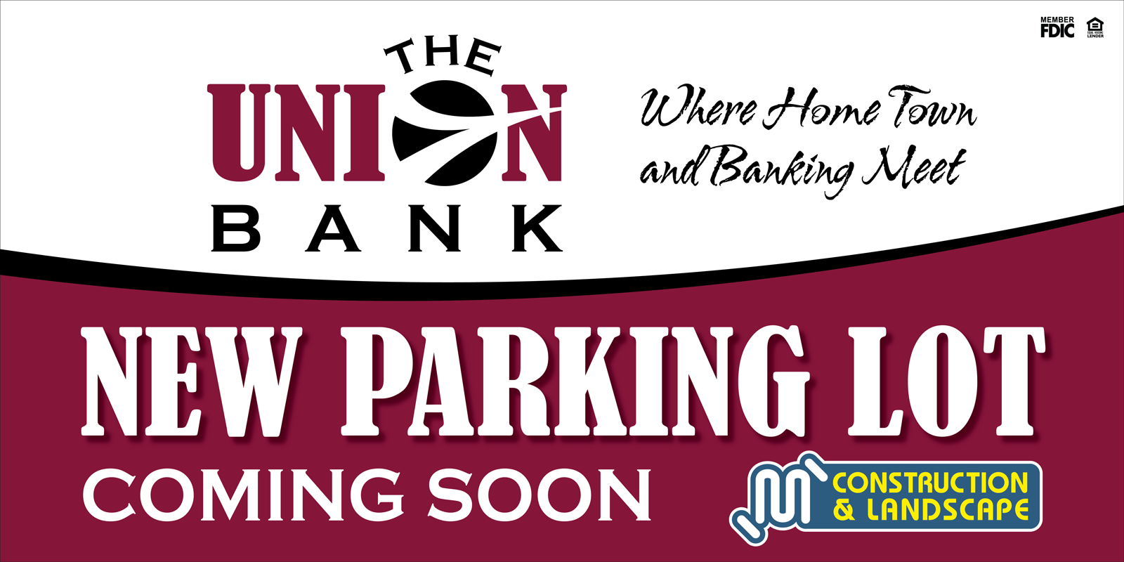 Custom ACM Poly Metal Coming soon sign for M Construction & Landscape in Jamestown, ND.