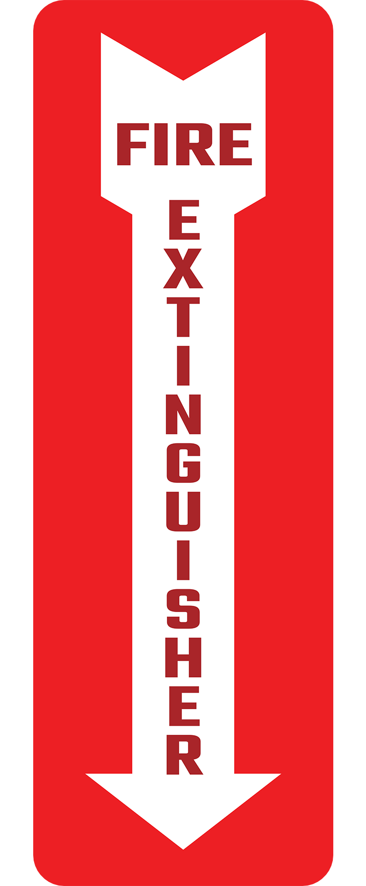 Custom fire extinguisher wayfinding sign for school safety in elementary, middle, and high schools in Jamestown, ND.