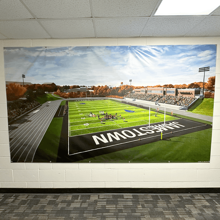 Custom vinyl indoor and outdoor banner for college and university decor in Jamestown, ND.