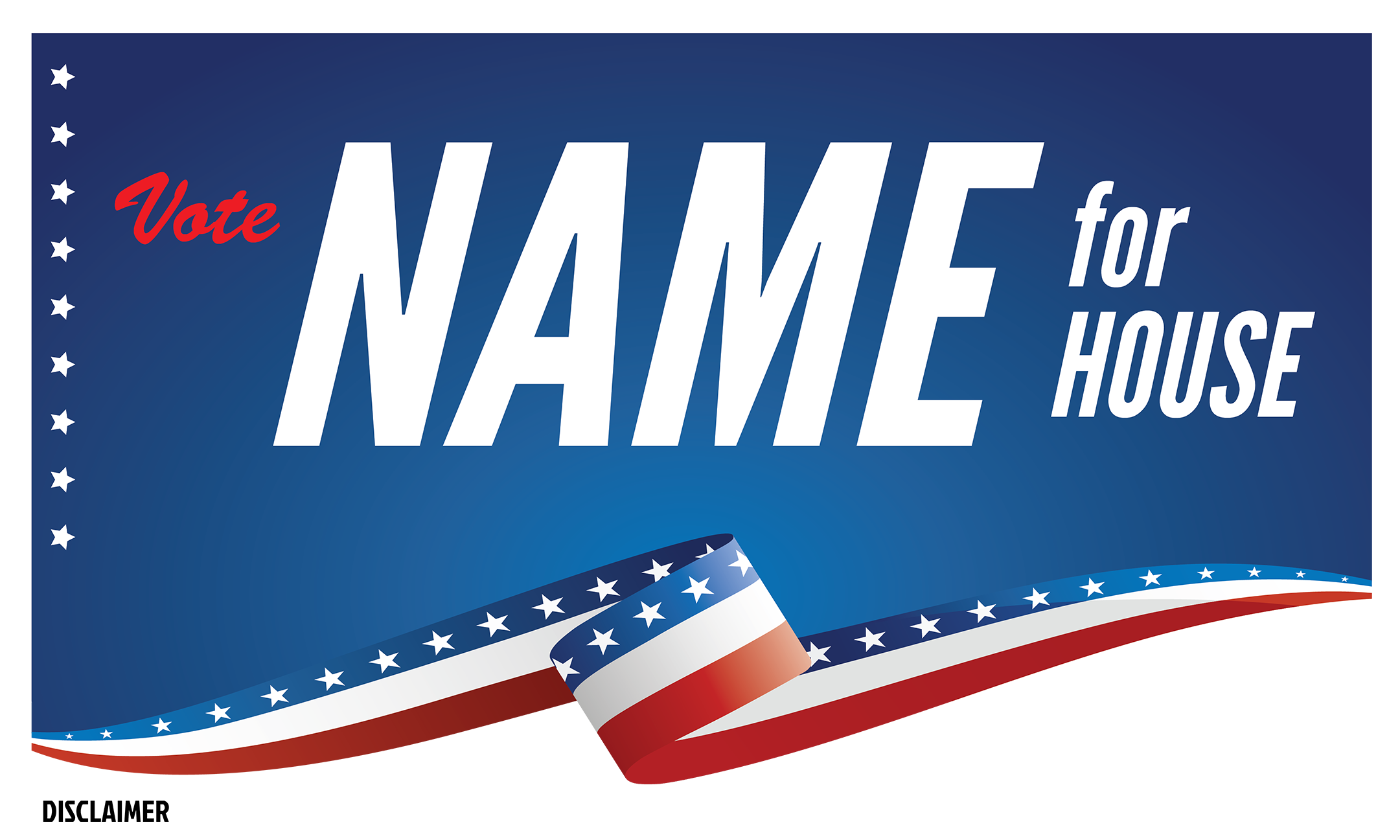 Political signage for campaign on a blue background