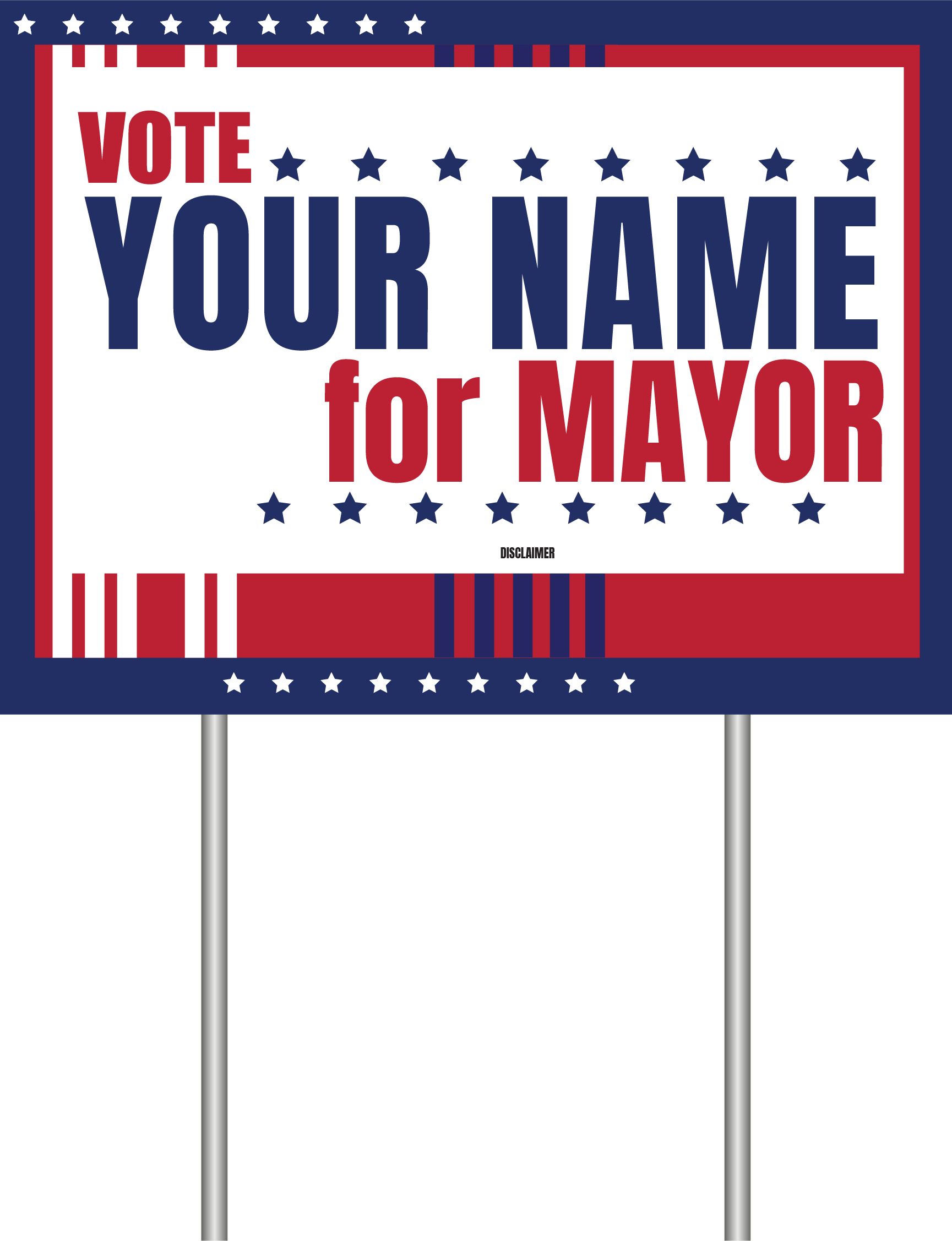 Political campaign sign with space for 'Your Name' and 'for Mayor' text on a white background.