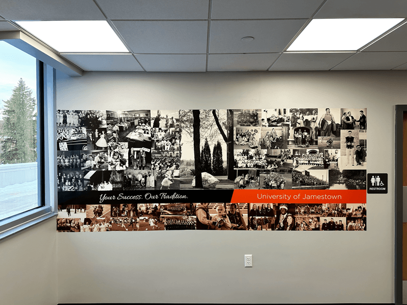 Custom Wall graphics on campus in Jamestown, ND.